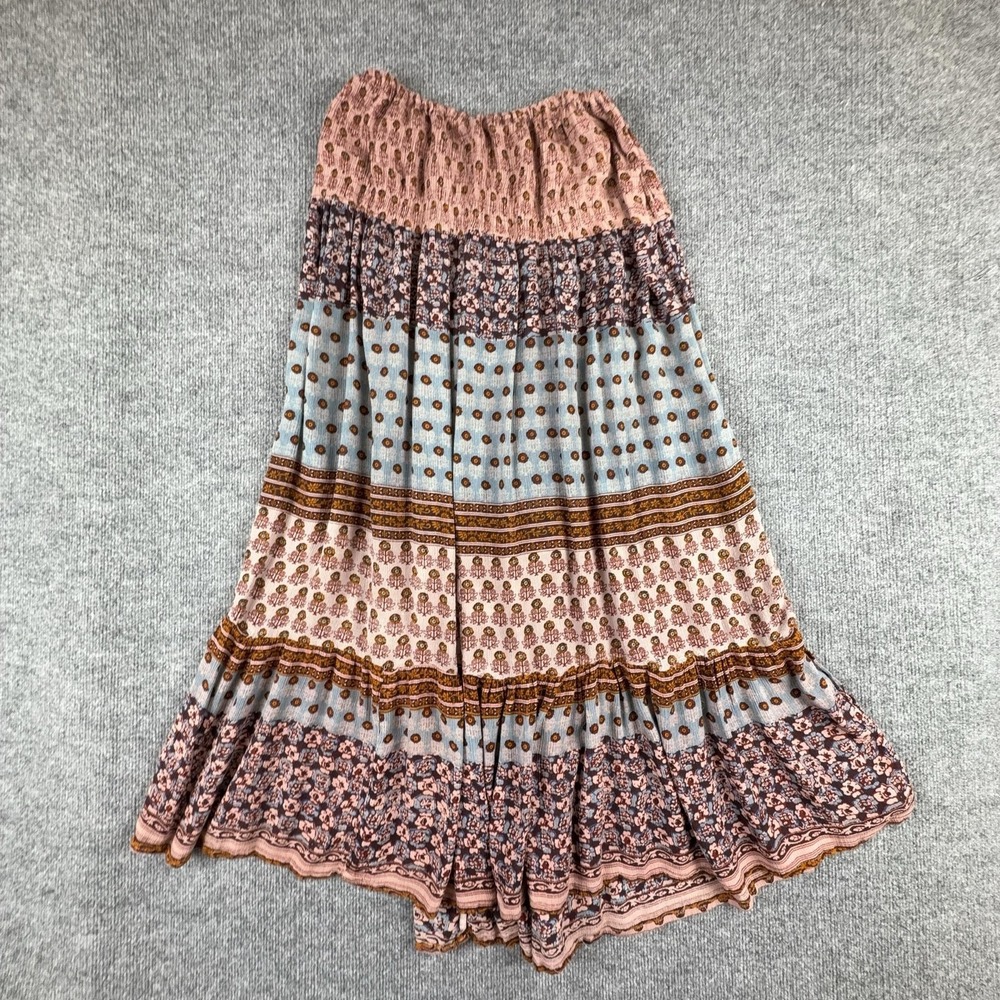 Cute Options Skirt Womens Free Size Multicolor Floral Rayon Boho Maxi Peasant